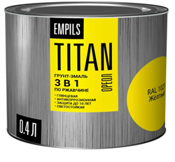 Грунт-эмаль по ржавчине ОРЕОЛ TITAN желтый RAL 1021 0,4л (8шт) 89264
