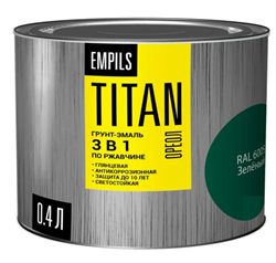 Грунт-эмаль по ржавчине ОРЕОЛ TITAN зеленый RAL 6005 0,4л (8шт) 89266