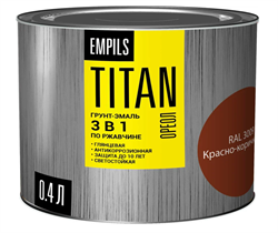 Грунт-эмаль по ржавчине ОРЕОЛ TITAN красно-коричневый RAL 3009 0.4 кг(8шт)		 89270