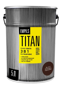 Грунт-эмаль по ржавчине ОРЕОЛ TITAN шоколадно-коричневый RAL 8017 5 л/4,7кг 89269