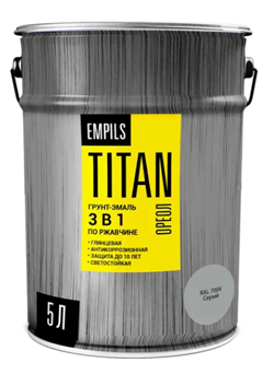 Грунт-эмаль по ржавчине ОРЕОЛ TITAN серый RAL 7004 5 л /4,7 кг  89273