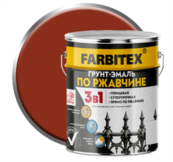 Грунт-эмаль по ржавчине 3в1  5,0кг красно-коричневый FARBITEX 4300013875