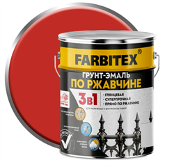 Грунт-эмаль по ржавчине 3в1  5,0кг красный FARBITEX 4300013879