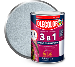 Грунт-эмаль по ржавчине 3в1  0,9кг серебро Olecolor 4300008967