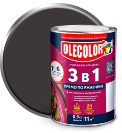 Грунт-эмаль по ржавчине 3в1  0,9кг черный Olecolor 4300005937