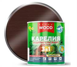 Защитно-декоративное покрытие 3в1 для древесины Карелия Орех 0,75л WOOD EXTRA (8шт/уп) 4300016710