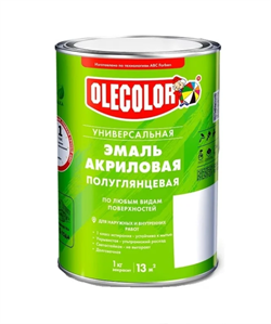 Эмаль акриловая  0,9 кг полуглянц. серая "OLECOLOR"  (8шт/уп)  4300017169