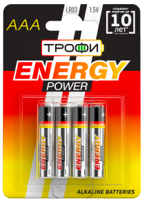 Элемент питания Трофи LR03-4BL ENERGY POWER Alkaline (40/960/30720) C0034915