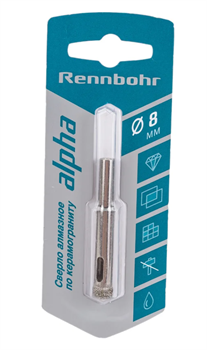 Сверло по кафелю и керамогр.  8,0мм алмазное "Rennbohr" (50шт/уп) 676208