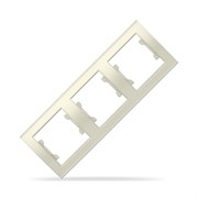 Рамка трехместная вертикальная  UNIVersal  серия  Бриллиант   слоновая кость  (ivory), (еврослот)