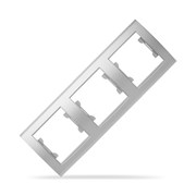 Рамка трехместная вертикальная  UNIVersal  серия  Бриллиант  серебро (еврослот)