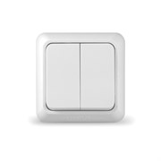 Выключатель двухклавишный  UNIVersal  серия  Олимп , о/у, 10А, 220В, белый (еврослот)