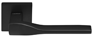 Ручка дверная Rucetti RAP 27 SLIM-S BL, на квадратной розетке 6 мм, цвет - черный