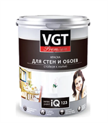 Краска VGT Премиум IQ 123, для стен и обоев  база А стойкая к мытью 2,0л (3,1 кг)
