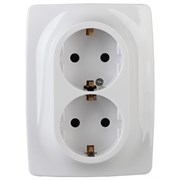 12-2106-01 ЭРА Розетка 2X2P+E Schuko,16A-250В, IP20, Эра12,белый