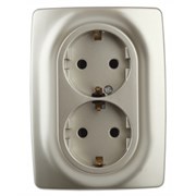 12-2106-02 ЭРА Розетка 2X2P+E Schuko, 16АХ-250В, Эра12, слоновая кость