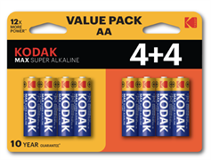 Элемент питания Kodak LR6 4+4BL MAX SUPER Alkaline AA (8/48/192)