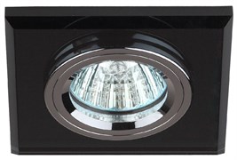 Светильник DK 8 CH/BK ЭРА декор стекло MR16, 12V/220V.50W, квадрат хром/черный