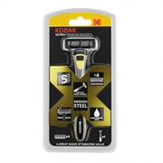 Бритвенная система Kodak Ultra Prem Razor 5 мужская 5 лезвий металлическая ручка 4 сменные кассеты