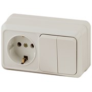 2-702-02 Intro Блок розетка+выкл. двойной гориз., 10(16)А-250В, IP20, ОУ, Quadro, сл.кость Под заказ