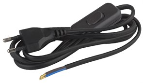 Шнур для бра 2х0,75мм2 1,8м c выкл черный BR2(В)