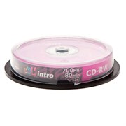 Лазерные диски CD-RW INTRO 4X-12X 700MB Cakebox 10