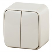 3-104-02 Intro Выключатель двойной, 10А-250В, IP20, ОУ, Polo, сл.кость  Б0036121
