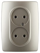 12-2107-04 ЭРА Розетка 2X2P,16A-250В, IP20, Эра12, шампань Б0031241