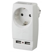 Адаптер SP-1e-USB-W "Polynom" 1гн 220V+2xUSB 2100mA с/з белый Б0026332