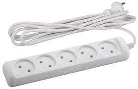 U-5-3m-2x1 без заземления 5 розеток 3м ПВС 2x1мм2 10А Удлинитель ЭРА Б0028364