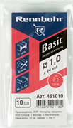 Сверло по металлу  1,0 x34 мм, HSS-R RENNBOHR BASIC PROM  (10шт/уп) 461010