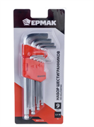 Набор шестигранников HEX+BallpointHex, 9 шт (1.5-10мм), блистер, JF 2160A  ЕРМАК 657-172