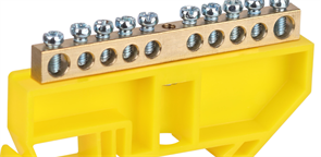 NO-224-90 Шина  PE земля на DIN-изоляторе ШНИ-6х9-10-Д-желтый Б0062913