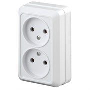 2-203-01 Intro Розетка 2Рх2, 16А-250В, ОУ, Quadro, белый (двухместная) Б0053792