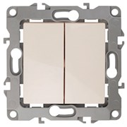 12-1104-02 ЭРА Выключатель двойной,10АХ-250В, Эра12, слоновая кость Б0014646