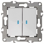 12-1105-01 ЭРА Выключатель двойной с подсветкой,10АХ-250В, Эра12, белый Б0014657