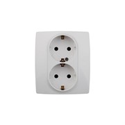 12-2104-01 ЭРА Розетка 2X2P+E Schuko со шторками,16АХ-250В, Эра12, белый (двухместная с заземление Б0014699
