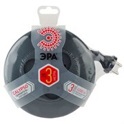 UR-3-3m-B рулетка без заземления 3 розетки 3м 2x1мм2 10А черная Удлинитель ЭРА Б0019039