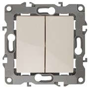 12-1104-04 ЭРА Выключатель двойной,10АХ-250В, Эра12, шампань Б0014648