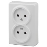 11-2202-01 ЭРА Розетка 2х2P,16АХ-250В, ОУ, Эра Эксперт, белый (двухместная) Б0020682