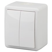 11-1404-01 ЭРА Выключатель двойной,IP54,10АХ-250В, ОУ Эра Эксперт, белый Б0020675