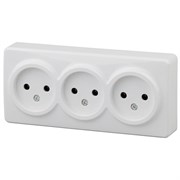 11-2207-01 ЭРА Розетка 3х2P,16А-250В, ОУ, Эра Эксперт, белый (трехместная) Б0020697