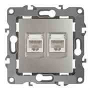 12-3108-15 ЭРА Розетка информационная двойная 2хRJ45, IP20, Эра12 перламутр Б0019357