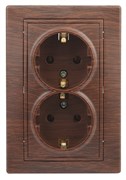 1-205-10 Intro Розетка 2Рх2+E Schuko, 16АХ-250В, СУ, Plano, венге (двухместная с заземлением) Б0053921