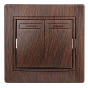 1-105-10 Intro Выключатель двойной с подсветкой, 10АХ-250В, СУ, Plano, венге Б0030048