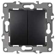 12-1106-05 ЭРА Переключатель двойной,10АХ-250В, Эра12, антрацит под заказ Б0014667