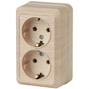 2-204-11 Intro Розетка 2Рх2+E Schuko, 16АХ-250В, ОУ, Quadro, сосна (двухместная с заземлением) Б0053807