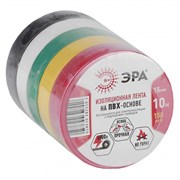 Изолента ПВХ 15*10м ЭРА  5цветов (спайка 5шт/уп) C0038781