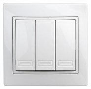 1-106-01 Intro Выключатель тройной, 10АХ-250В, СУ, Plano, белый Б0053788