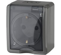 11-2401-03 ЭРА Розетка 2P+E IP54, 16A-250В, ОУ, Эра Эксперт, серый  Б0020713